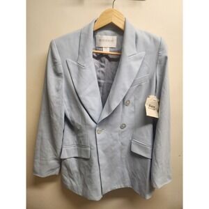 Hugo Buscati Collection Blazer Womens 10P Petite Blue Double Breasted
